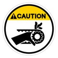Caution Hand Entanglement Notched Belt Drive Symbol Sign, Vector Illustration, Isolate On White Background Label .EPS10