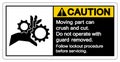 Caution Hand Entanglement Rotating Gears Symbol Sign, Vector Illustration, Isolate On White Background Label .EPS10