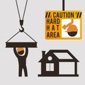 caution hard hat area sing worker