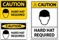 Caution Hard Hat Required Sign On White Background