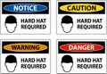 Caution Hard Hat Required Sign On White Background