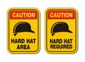 Caution hard hat required signs - yellow signs