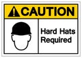 Caution Hard Hats Required Symbol Sign, Vector Illustration, Isolate On White Background Label. EPS10 Royalty Free Stock Photo