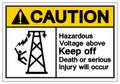 Caution Hazardous Voltage Above Keep Off Death or Serious Injury Will Occur Symbol Sign, Vector Illustration, Isolate On White