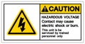 Caution Hazardous Voltage Contact May Cause Electric Shock Or Burn Symbol Sign, Vector Illustration, Isolated On White Background Royalty Free Stock Photo