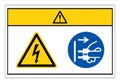 Caution Hazardous Voltage Disconnect Mains Plug From Electrical Outlet Symbol Sign, Vector Illustration, Isolate On White