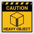 Caution heavy object two persons lift required symbol. Vector illustration of weight warning or beware sign cardboard isolated on Royalty Free Stock Photo