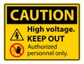 Caution High Voltage Keep Out Sign Isolate On White Background,Vector Illustration EPS.10 Royalty Free Stock Photo