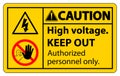 Caution High Voltage Keep Out Sign Isolate On White Background,Vector Illustration EPS.10 Royalty Free Stock Photo