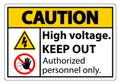 Caution High Voltage Keep Out Sign Isolate On White Background,Vector Illustration EPS.10