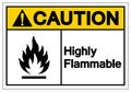 Caution Highly Flammable Symbol Sign, Vector Illustration, Isolate On White Background Label .EPS10 Royalty Free Stock Photo