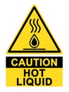 Caution hot liquid. Warning triangle sign with hot drop and text Royalty Free Stock Photo