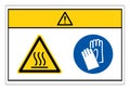 Caution Hot Oven Wear Protective Gloves Symbol Sign, Vector Illustration, Isolate On White Background Label. EPS10