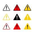 Caution icon with triangle form. Danger sign, attention sign. Caution warning icon.Triangle warning icon in flat style. vector