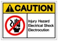 Caution Injury Hazard Electrical Shock Electrocution Symbol Sign, Vector Illustration, Isolate On White Background Label .EPS10 Royalty Free Stock Photo