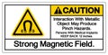 Caution Interaction With Metallic Object May Produce Pinch HazardsStrong Magnetic Field Symbol Sign, Vector Illustration, Isolate