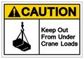 Caution Keep Out From Under Crane Loads Symbol Sign, Vector Illustration, Isolate On White Background Label .EPS10