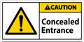 Caution Label Concealed Entrance Sign On White Background