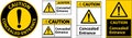 Caution Label Concealed Entrance Sign On White Background