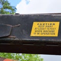 Caution Label on Knuckleboom Log Loader Arm