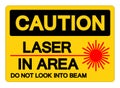 Caution Laser In Area Do Not Look Into Beam Symbol Sign, Vector Illustration, Isolate On White Background Label. EPS10 Royalty Free Stock Photo