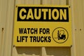Caution: Lift Fork warning sign Royalty Free Stock Photo