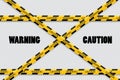 Caution lines isolated. Warning tapes. Danger signs. Royalty Free Stock Photo