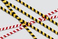 Caution lines isolated. Warning tapes. Danger signs. Royalty Free Stock Photo