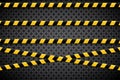 Caution lines isolated. Warning tapes. Danger signs. Royalty Free Stock Photo