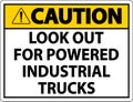 Caution Look Out For Trucks Sign On White Background