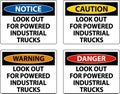 Caution Look Out For Trucks Sign On White Background