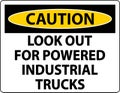 Caution Look Out For Trucks Sign On White Background