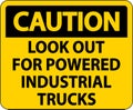 Caution Look Out For Trucks Sign On White Background