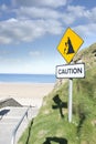 Caution loose rocks or landslide sign Royalty Free Stock Photo