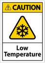 Caution Low temperature symbol and text safety sign