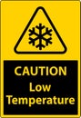 Caution Low temperature symbol and text safety sign