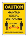 Caution Maintain Social Distancing at Least 6ft. Distance From Others  Symbol, Vector  Illustration, Isolated On White Background Royalty Free Stock Photo