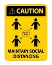 Caution Maintain social distancing, stay 6ft apart sign,coronavirus COVID-19 Sign Isolate On White Background,Vector Illustration