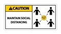 Caution Maintain social distancing, stay 6ft apart sign,coronavirus COVID-19 Sign Isolate On White Background,Vector Illustration