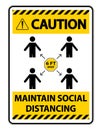 Caution Maintain social distancing, stay 6ft apart sign,coronavirus COVID-19 Sign Isolate On White Background,Vector Illustration