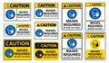 Caution Masks Required Beyond This Point Sign Isolate On White Background,Vector Illustration EPS.10