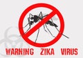 Caution of mosquito icon, spread of zika and dengue virus