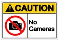 Caution No Cameras Symbol Sign, Vector Illustration, Isolated On White Background Label .EPS10 Royalty Free Stock Photo