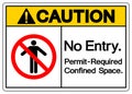 Caution No Entry Permit Required Confined Space Symbol Sign, Vector Illustration, Isolate On White Background Label. EPS10 Royalty Free Stock Photo