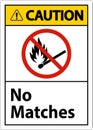 Caution No Fire, No Matches or Open Flame Sign Royalty Free Stock Photo