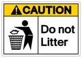 Caution No Littering Symbol Sign, Vector Illustration, Isolate On White Background Label .EPS10 Royalty Free Stock Photo