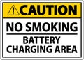 Caution No Smoking Battery Charging Area Sign On White Background