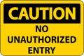 Caution No Unauthorized Entry Sign On White Background