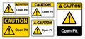 Caution Open Pit Sign Isolate On White Background,Vector Illustration EPS.10