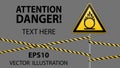 Caution oxidizer. Safety sign. Safety at work. Yellow triangle with black image, metal pillar, protective tapes